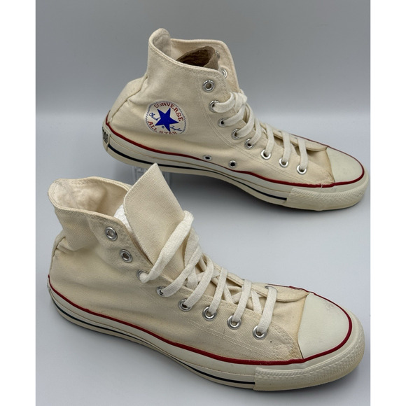 Converse Chuck Taylor All Star 8.5 High Top Made in USA Vintage 1990's Cream - Picture 1 of 10